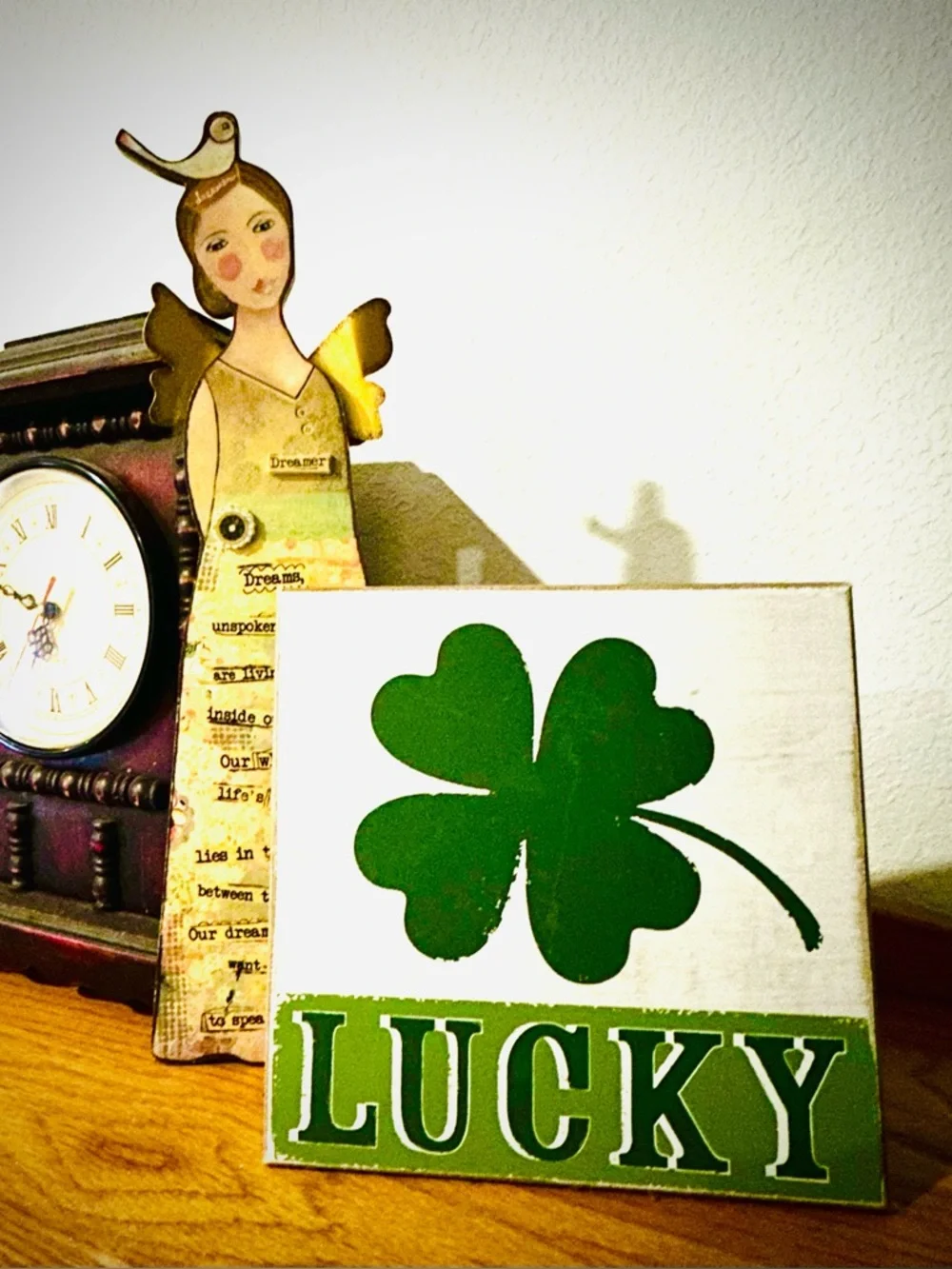 Lucky Shamrock St. Patrick’s Day Wood Sign Dorm Decor Cottagecore Farmhouse